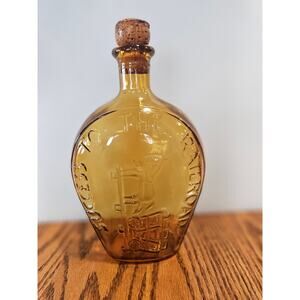Success To The Railroad" Commemorative Glass Bottle Flask Amber Color with Cork